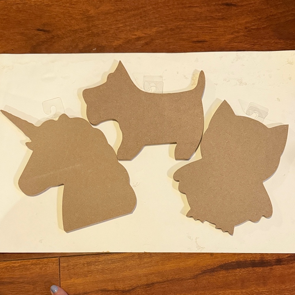 Brown Craft Shapes Set of Three - Unicorn, Dog, Owl